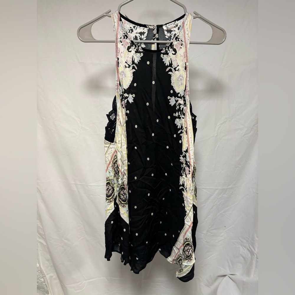 Free People Intimately Free Darjeeling Black Print Sleeveless Slip Dress XS